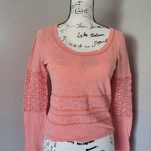 We The Free boho crochet long sleeve top